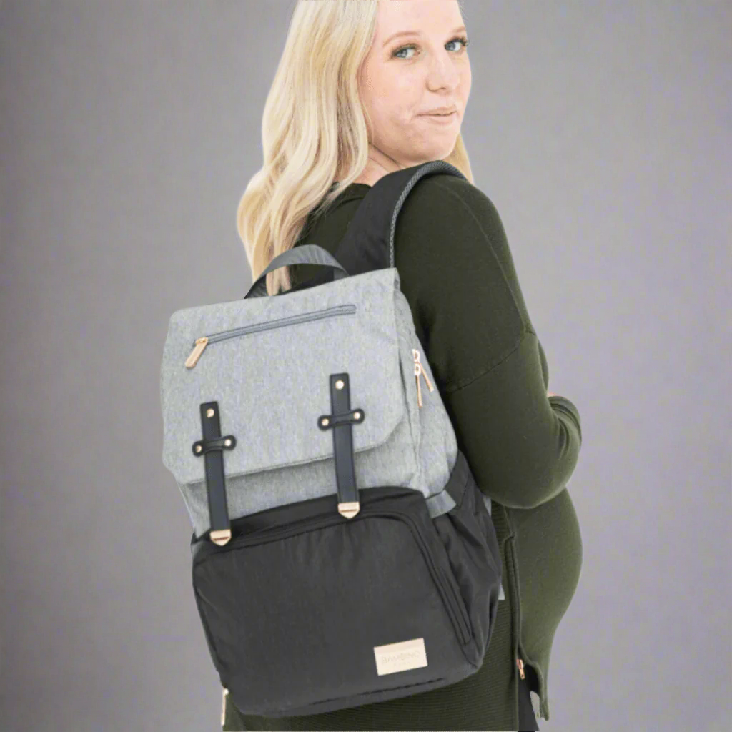 Black nappy bag with waterproof fabric - BAmbino Bagz