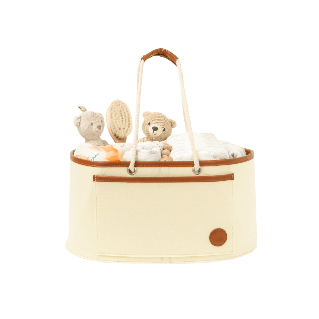 nappy storage - baby nappy caddy organiser with carry handles - neutral colours - Bambino Bagz 