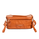 tan vegan leather pram caddy stroller organiser with matching pram clips