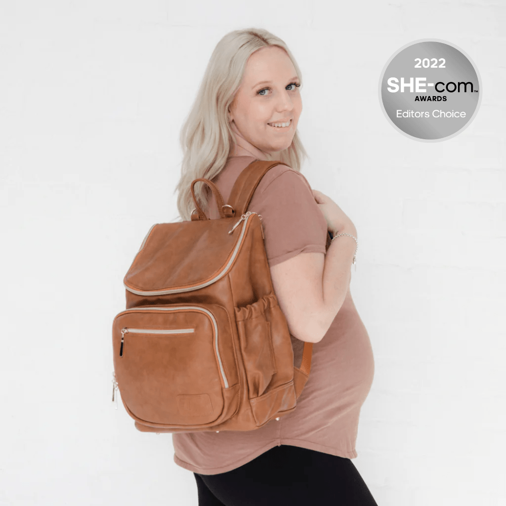 Tan nappy backpack best sale