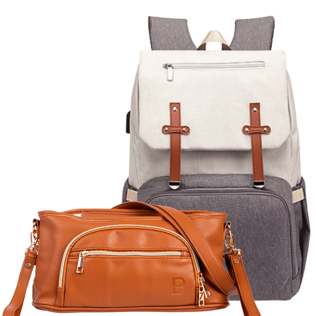 Sorrento Nappy Backpack Sofia Pram Caddy Bundle Tan Bambinobagz