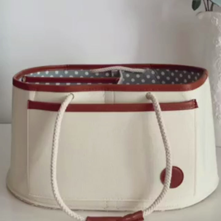 pack the perfect nappy caddy - nuatrual tones and leather trim make our nappy caddies the best
