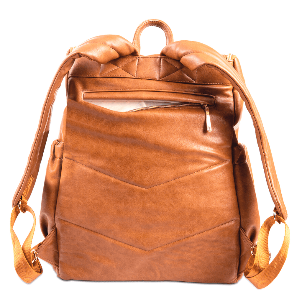 Florence nappy backpack - rear view featuring back secure pocket. 