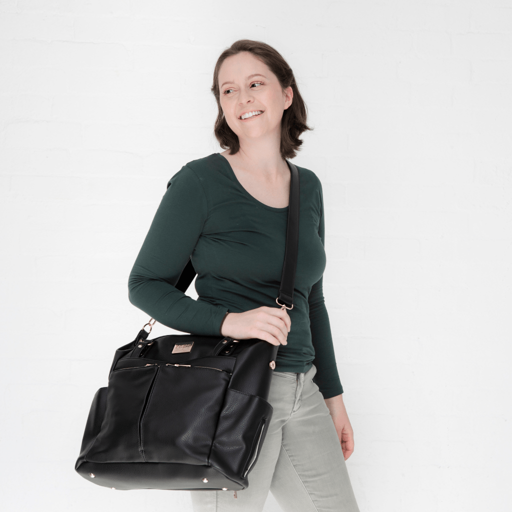 The perfect nappy bag and the best work bag - the Sofai convertible baby bag goes from nappy backpack to tote work bag in seconds