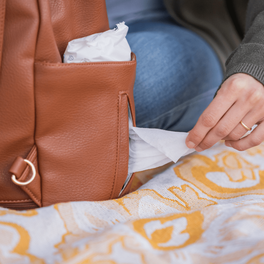 Sofia  sofia vegan leather nappy backpack wipe dispenser pocket  bambino bagz