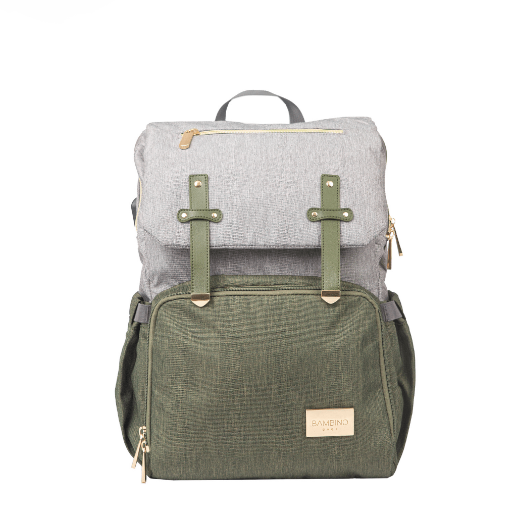 Sorrento Nappy backpack Olive green  and grey  award winning nappy bag backpack 